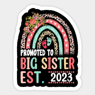 Promoted To Big Sister Est 2023 Leopard Rainbow Mother's Day Sticker